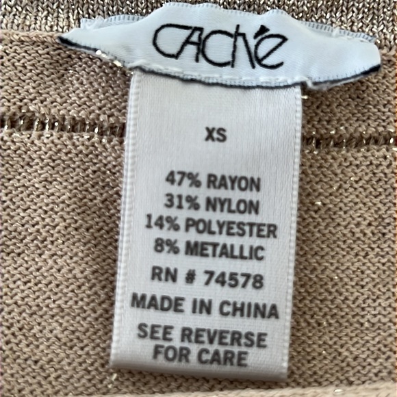 Cache Metallic Gold Sparkle Top size XS - Picture 4 of 7